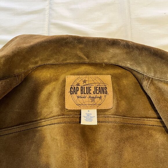 GAP Men's Suede Leather Trucker Jacket - Size Small - Picture 3 of 10